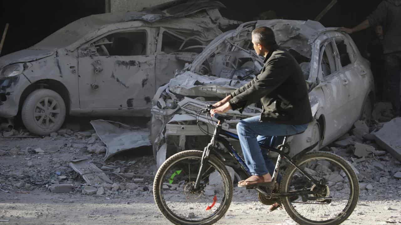 A Palestinian man in Deir Al Balah, Gaza 