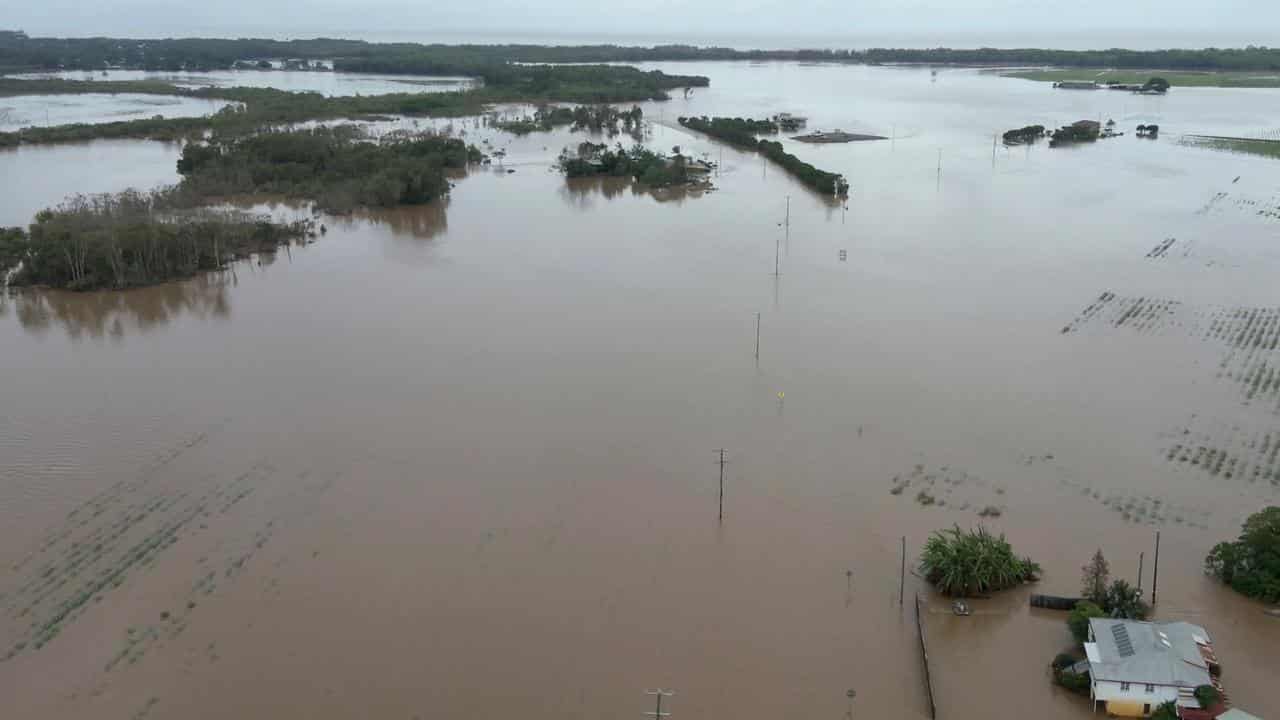 Flooded farming land and roads 