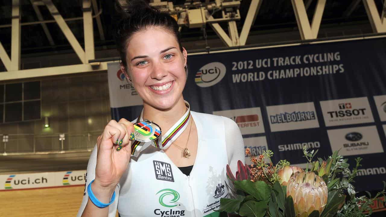 Melissa Hoskins at the 2012 track cycling world championships.