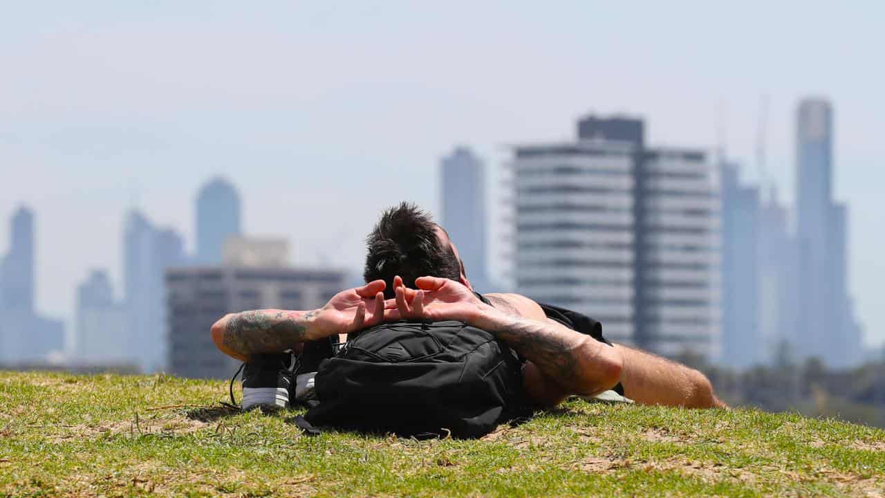 A file photo of a man sunbaking 