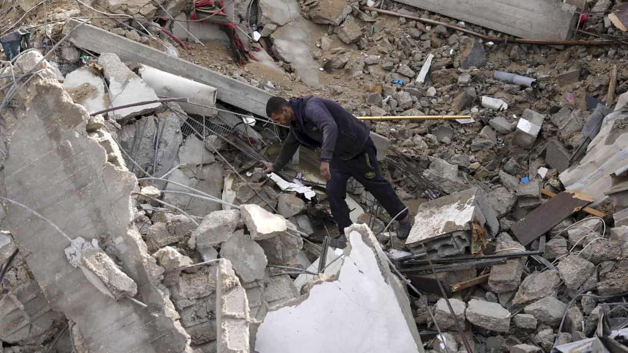 Destruction after an Israeli strike in Deir al Balah, Gaza