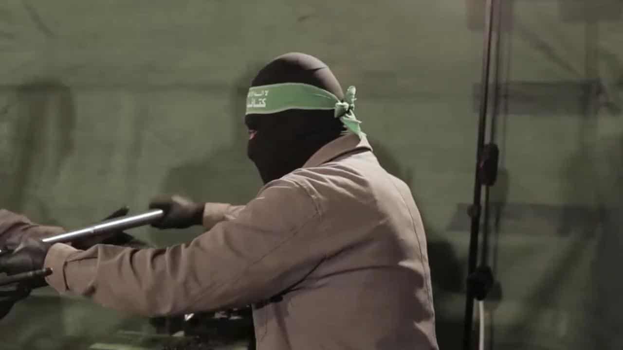 Fighters in Hamas video