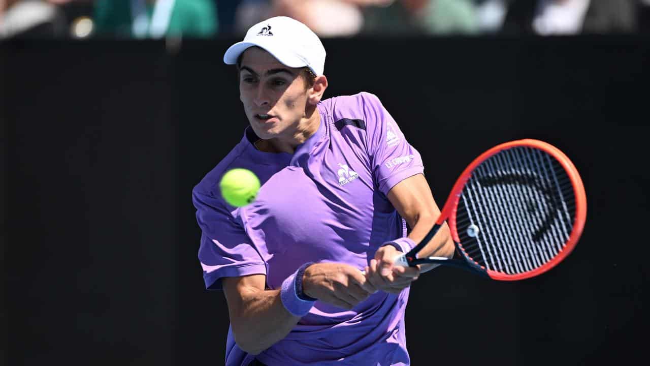 Italy's Matteo Arnaldi in first-round AO action. 