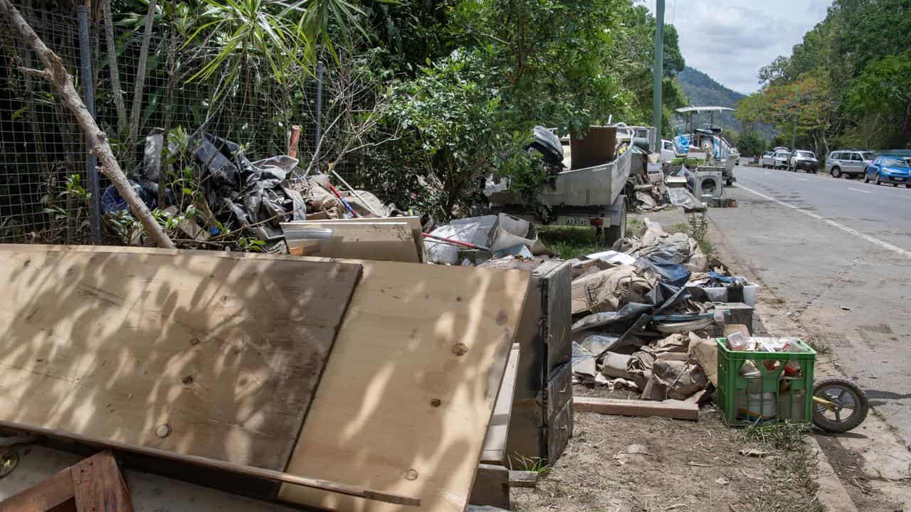 Rubbish on side of road post cyclone