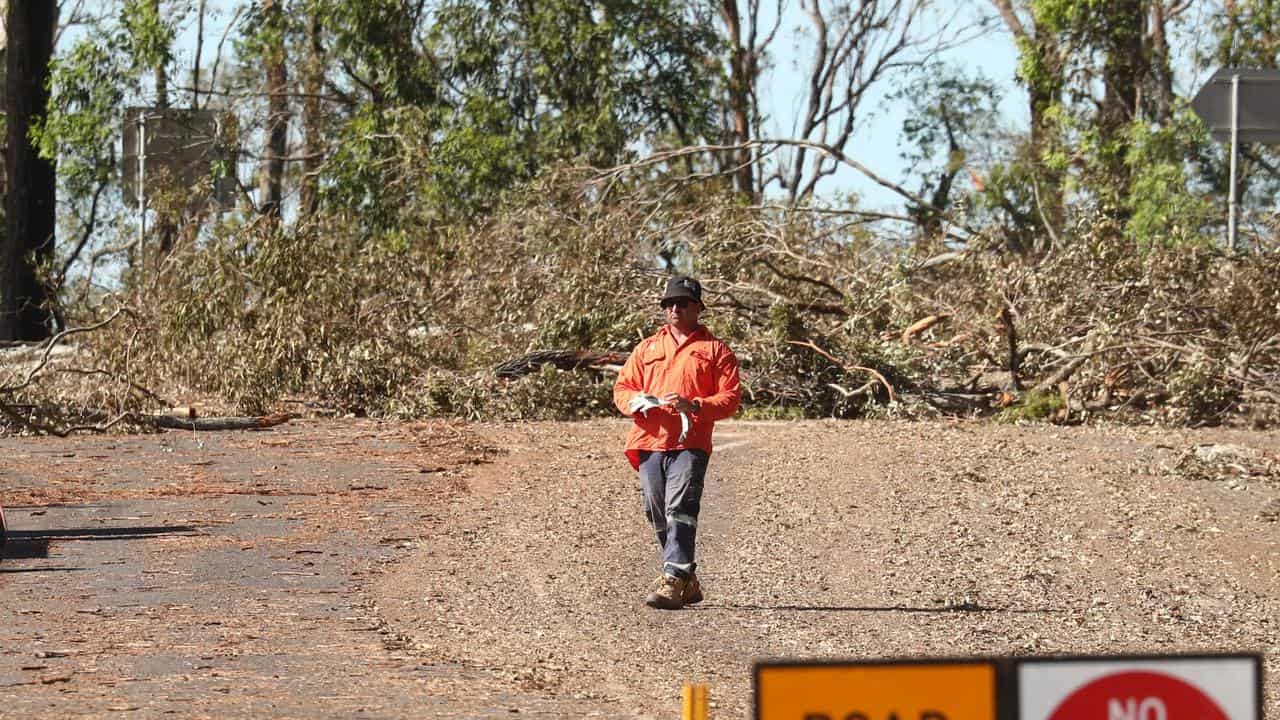 Storm damage is seen in Oxenford on the Gold Coast 