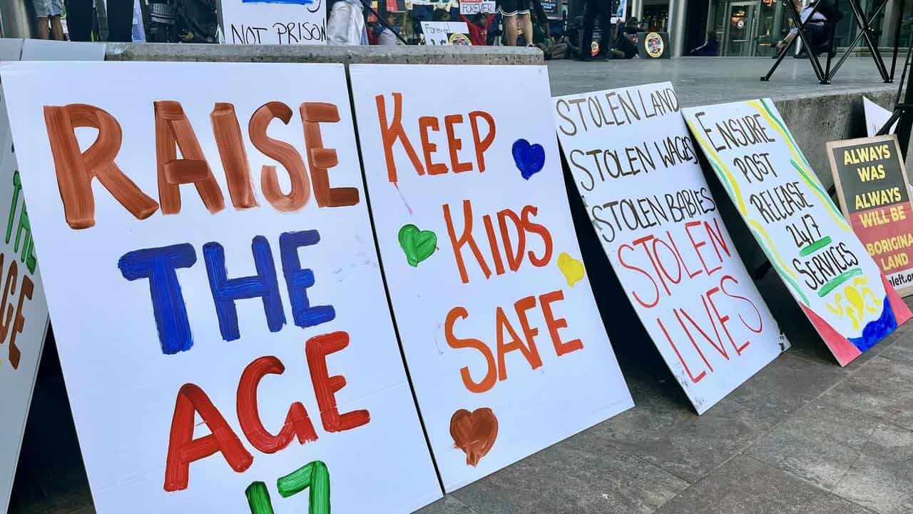 Placards during a rally for Cleveland Dodd in Perth.