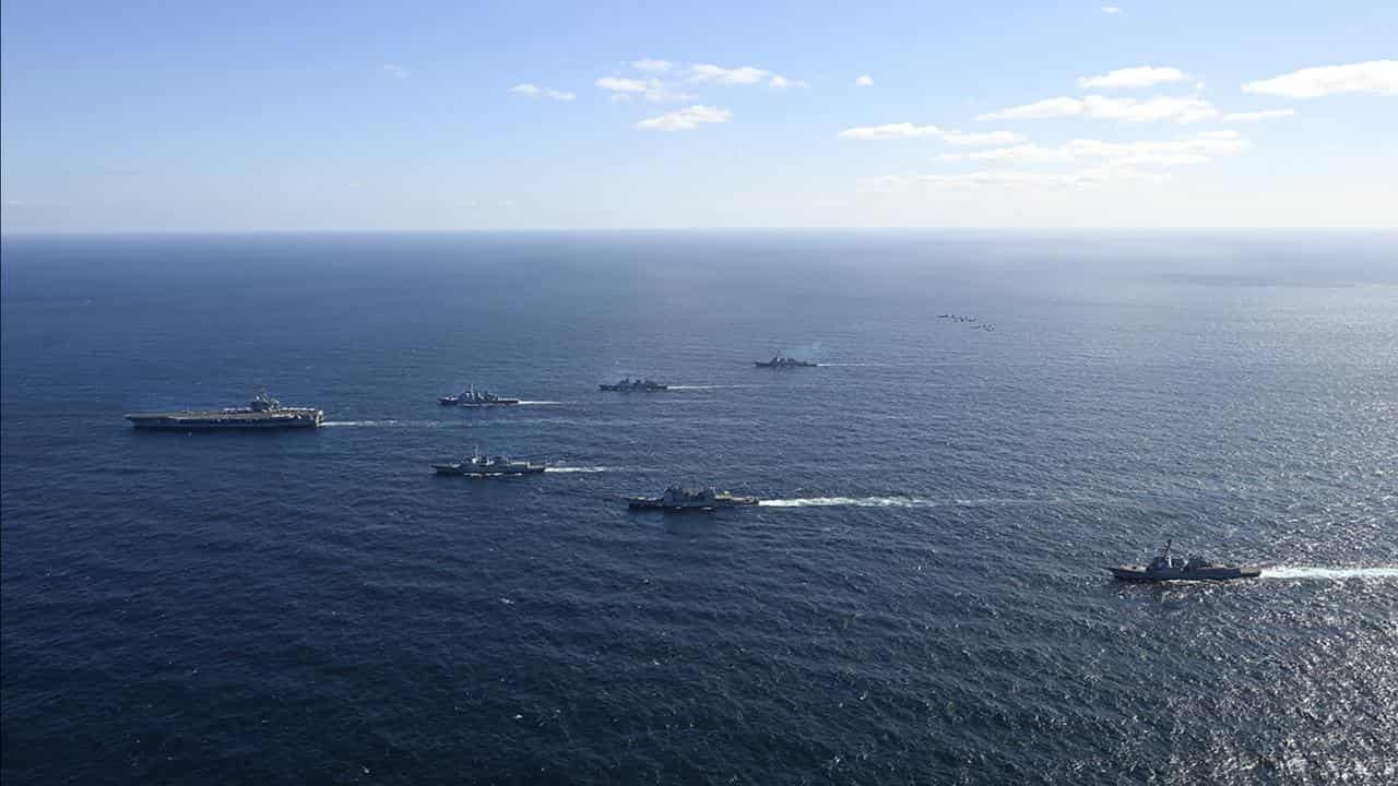 US, South Korean and Japanese vessels conduct and exercise