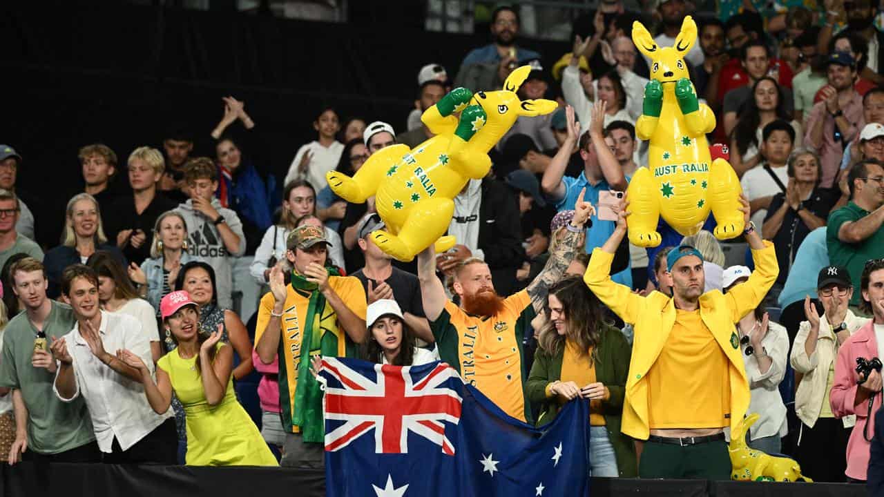 De Minaur fans at the John Cain Arena.