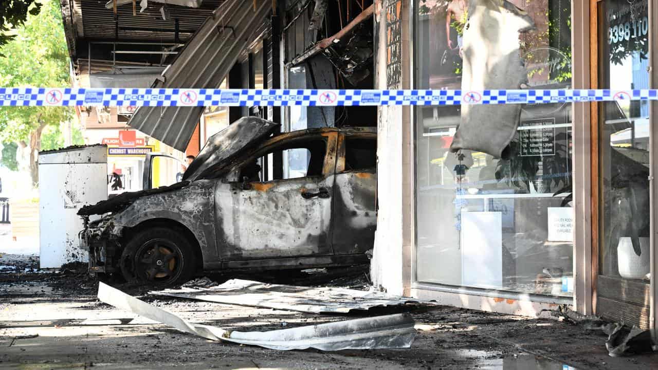 A crime scene at a tobacco shop in Altona, Melbourne