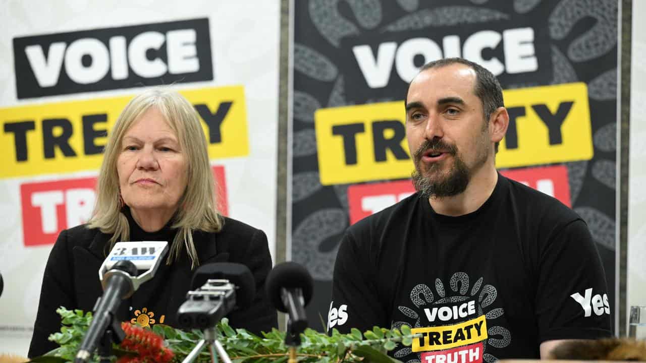 First Peoples' Assembly of Victoria's Rueben Berg (right) 