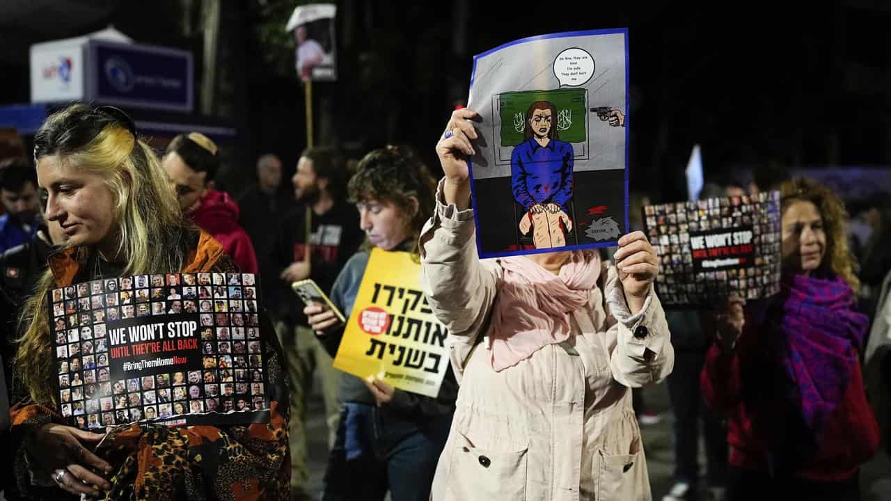 Relatives and supporters of the Israeli hostages held in Gaza 