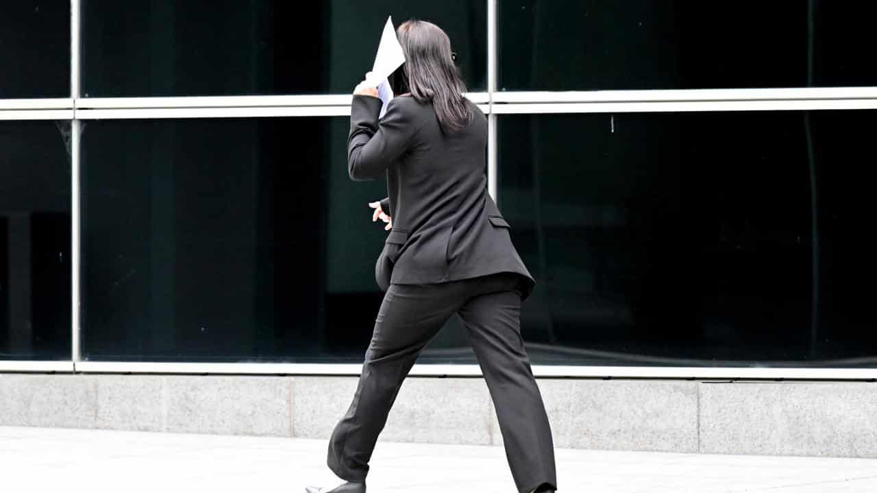 Chelsea Edwards leaving the Brisbane Magistrates Court