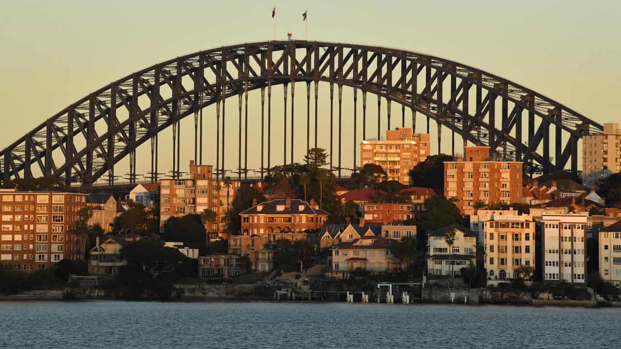 Apartment blocks near the Sydney Harbour Bridge.