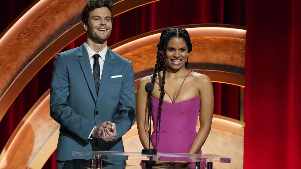 Jack Quaid and Zazie Beetz present the nominees for the Academy Awards