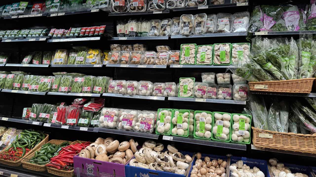 Vegetables and mushrooms at a supermarket (file image)