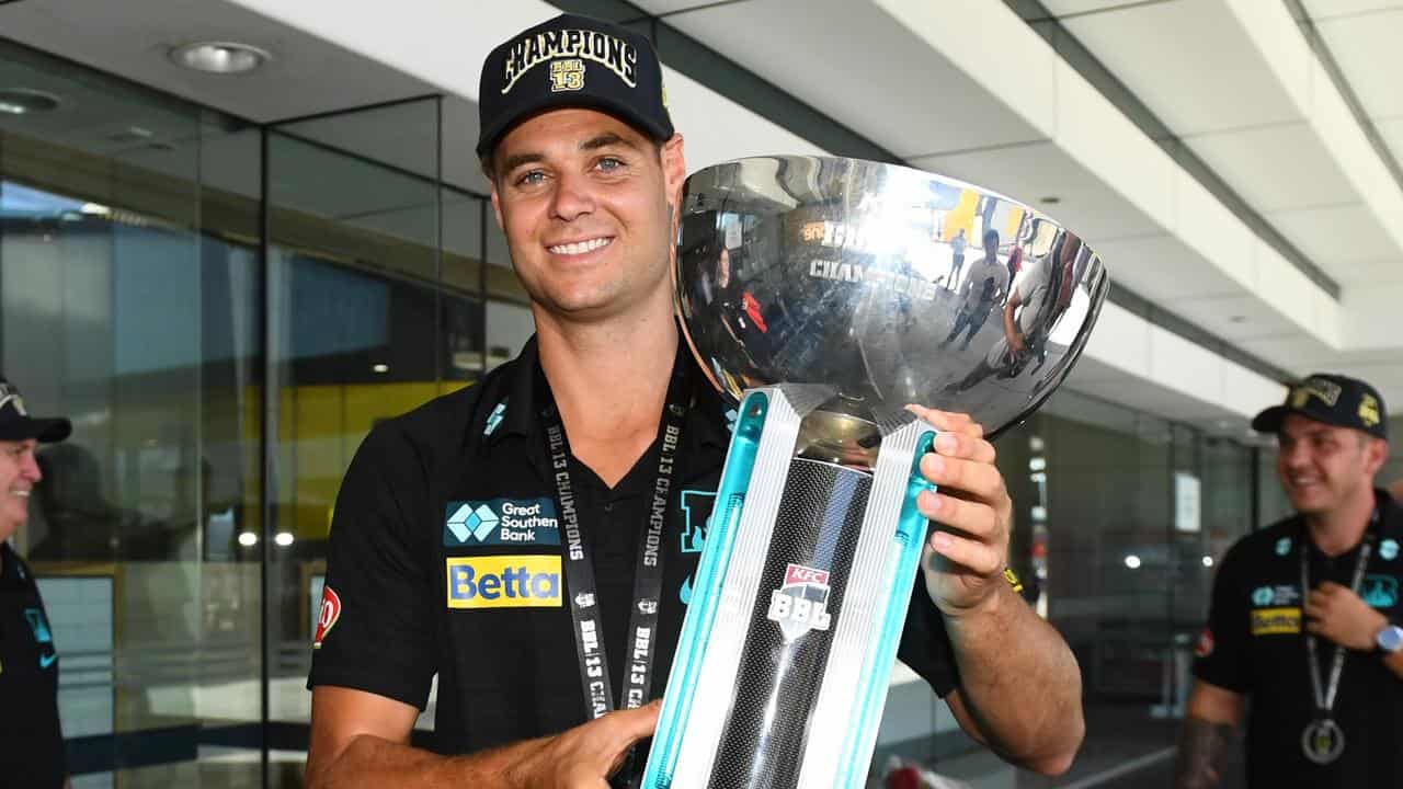 Spencer Johnson with BBL trophy.