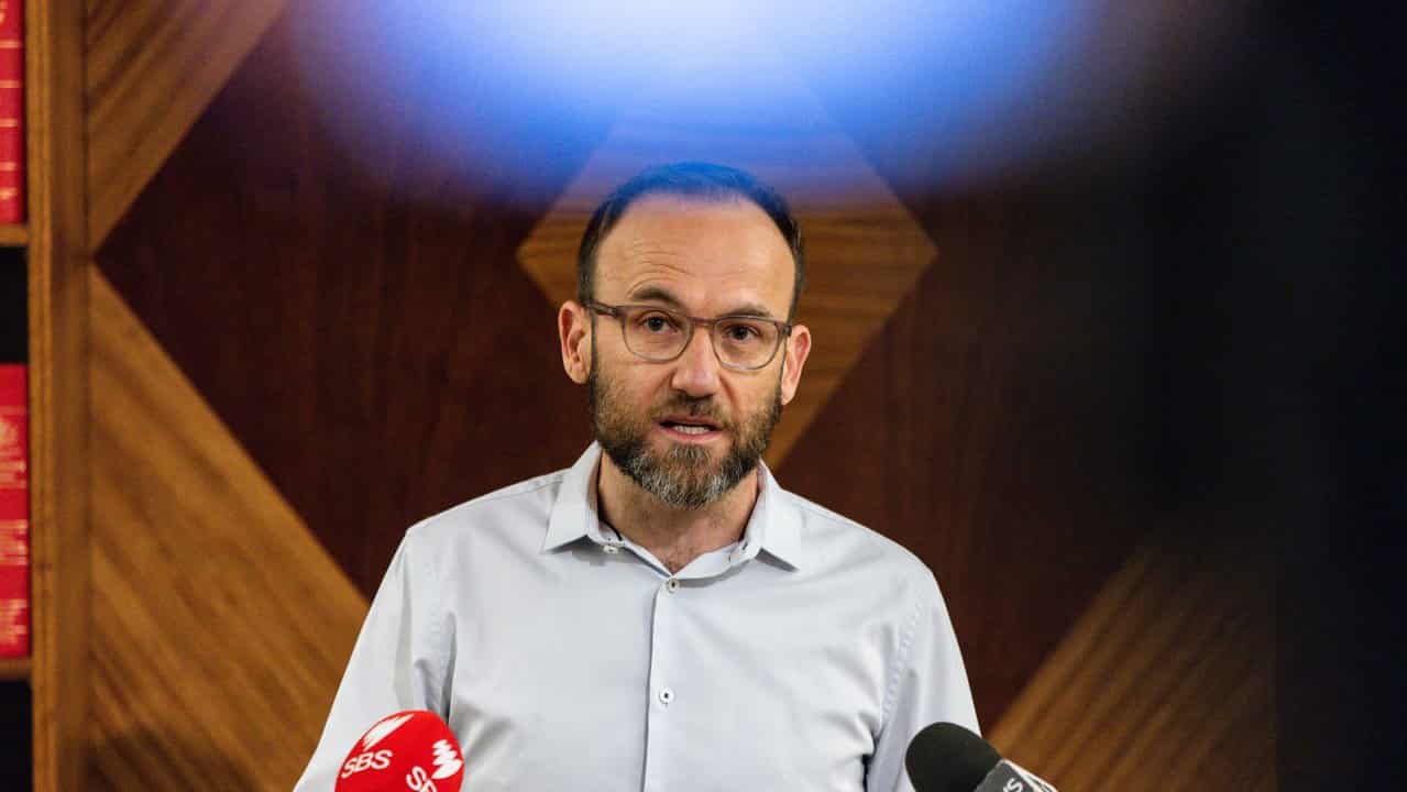 Greens leader Adam Bandt speaks to media