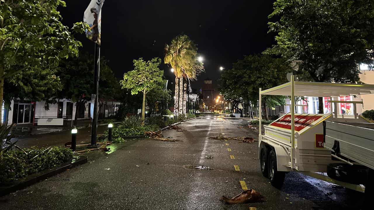 Debris on the road following strong winds from Cyclone Kirrily 