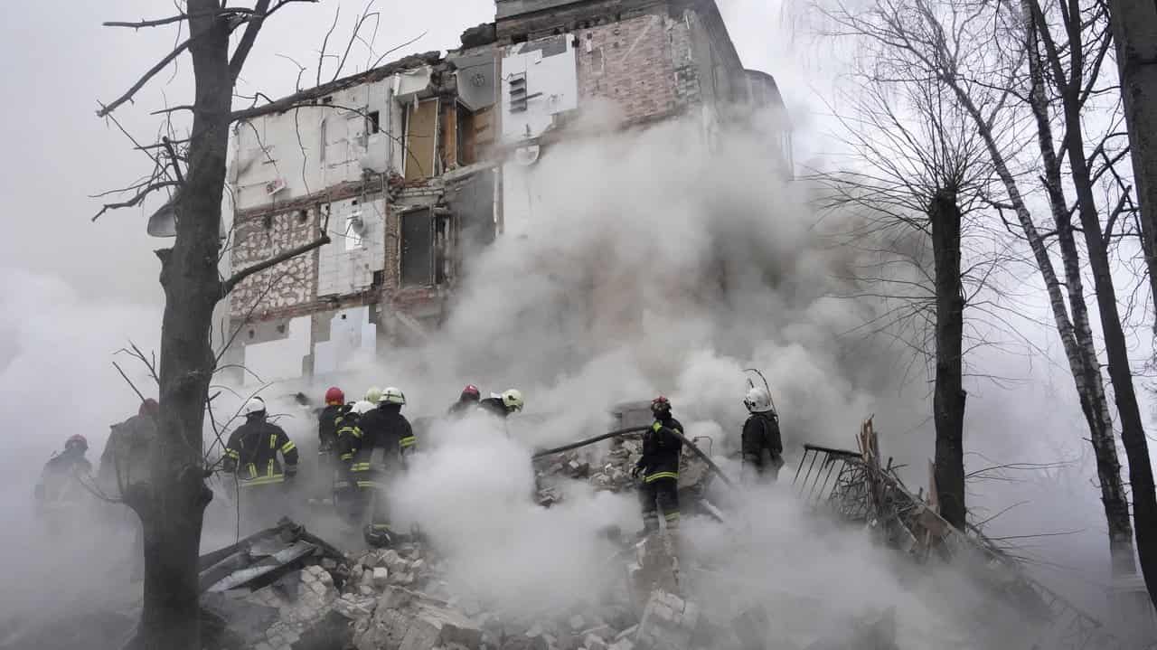 A Russian rocket attack in Kharkiv