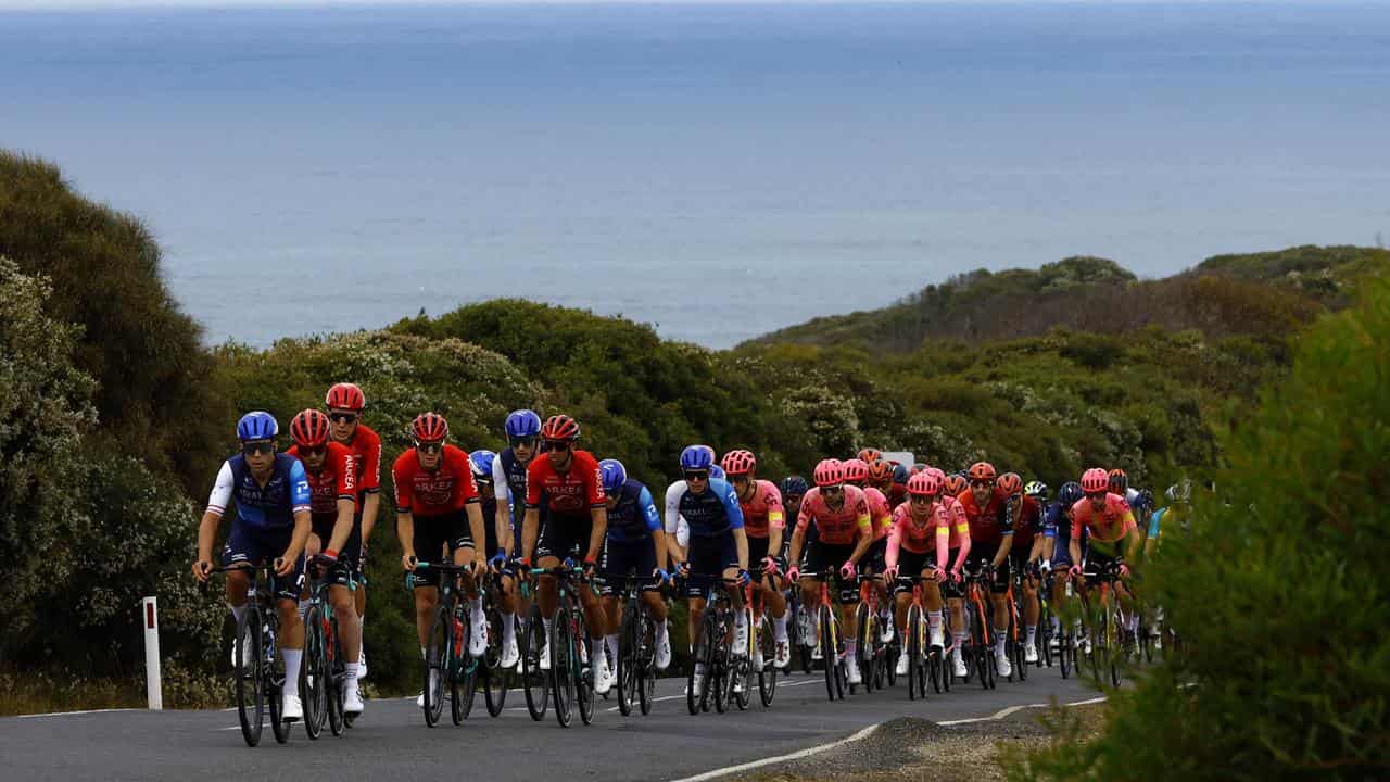 The Cadel Evans Great Ocean Road Race peleton.