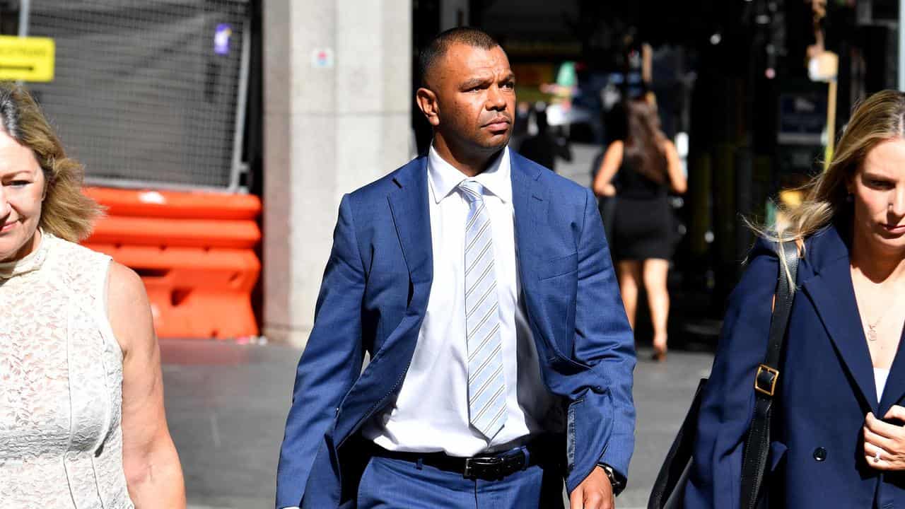 Kurtley Beale arrives at the Downing Centre District Court