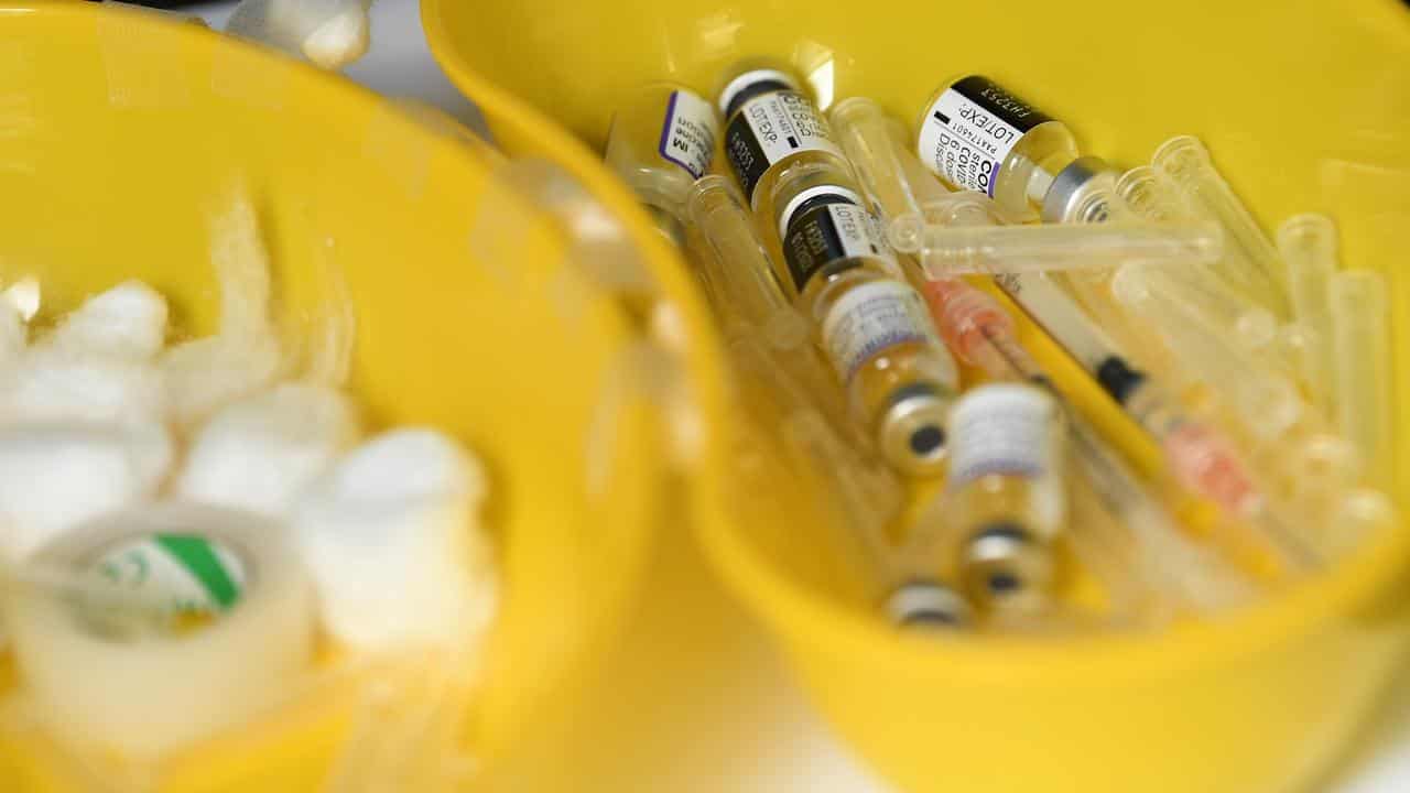 Used vials of COVID vaccines (file image)