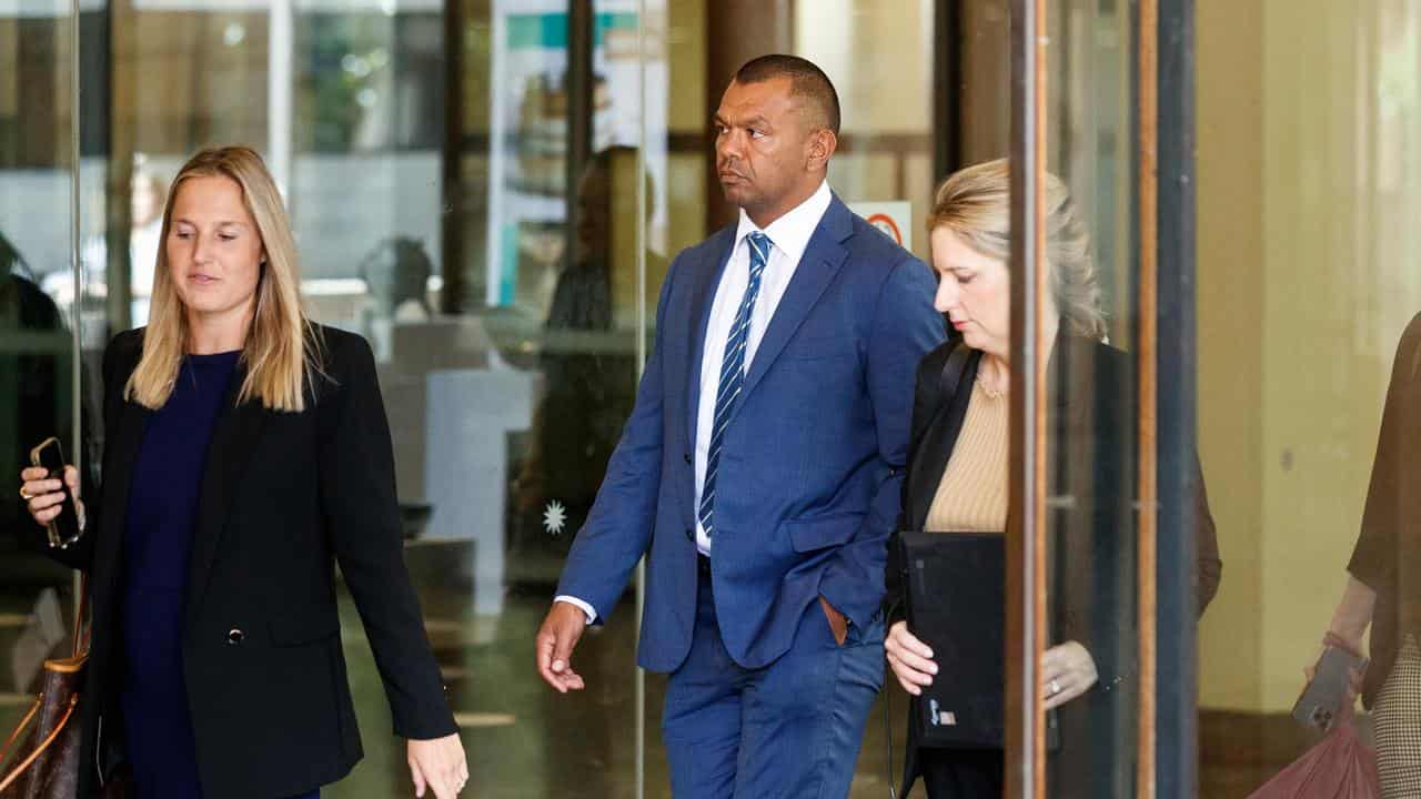 Kurtley Beale outside the Downing Centre District Court in Sydney