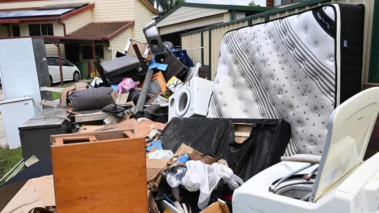 Flood damaged properties in the Brisbane suburb of Bray Park