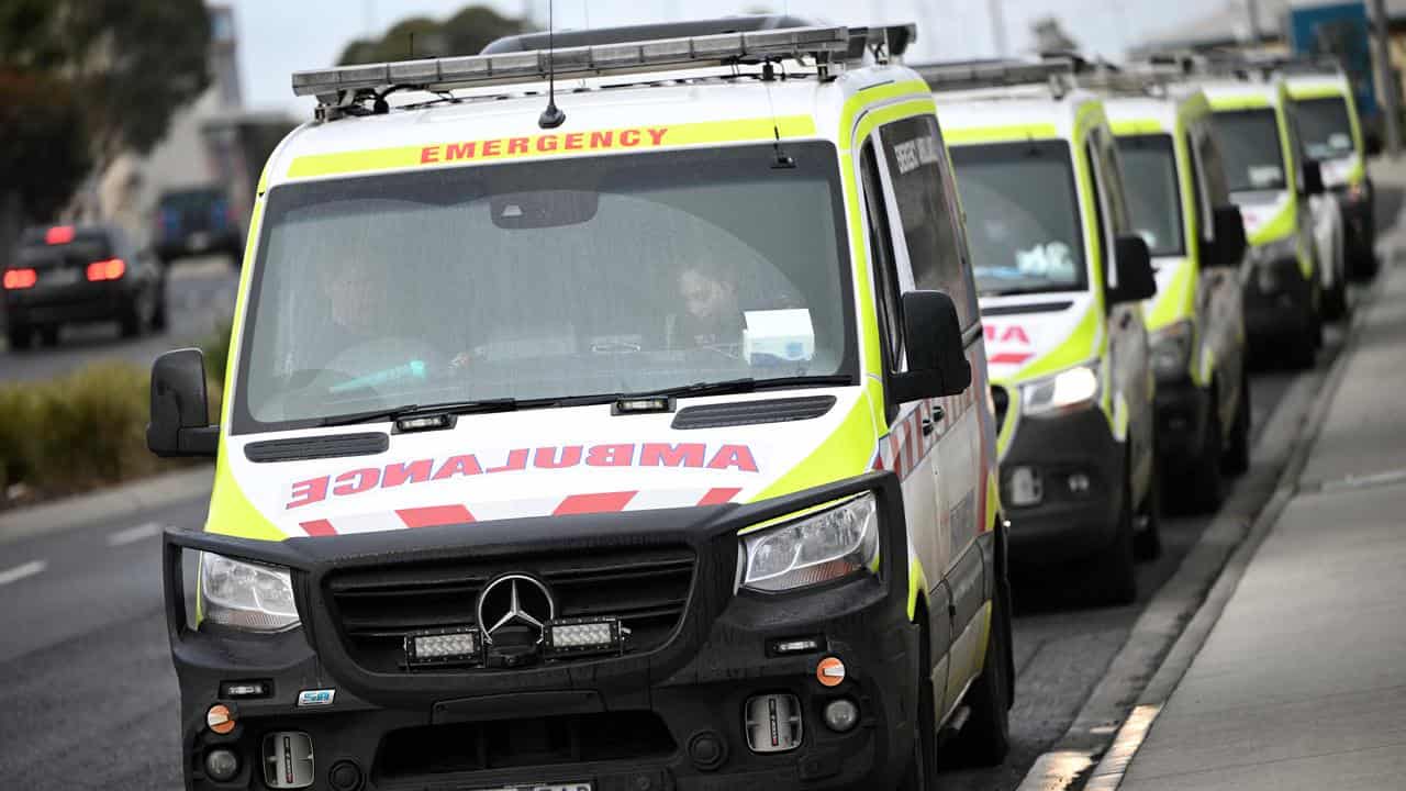 A row of ambulances