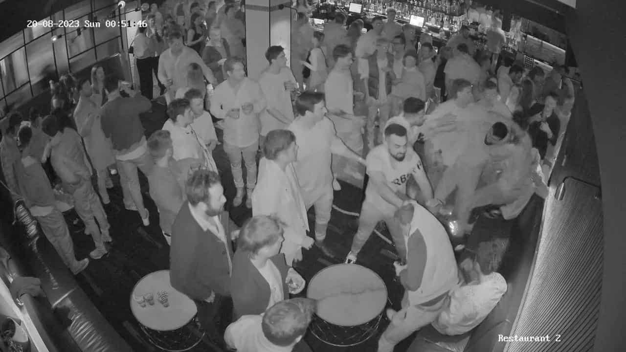 Image from CCTV footage showing a fight in the bar