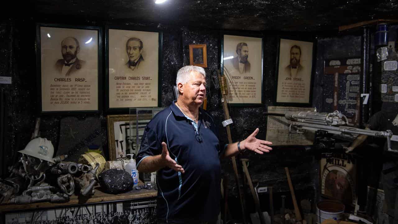 White's Mineral Art and Mining Museum caretaker Larry Angell.