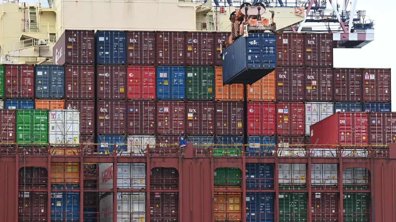 A container ship is unloaded at Port Botany (file image)