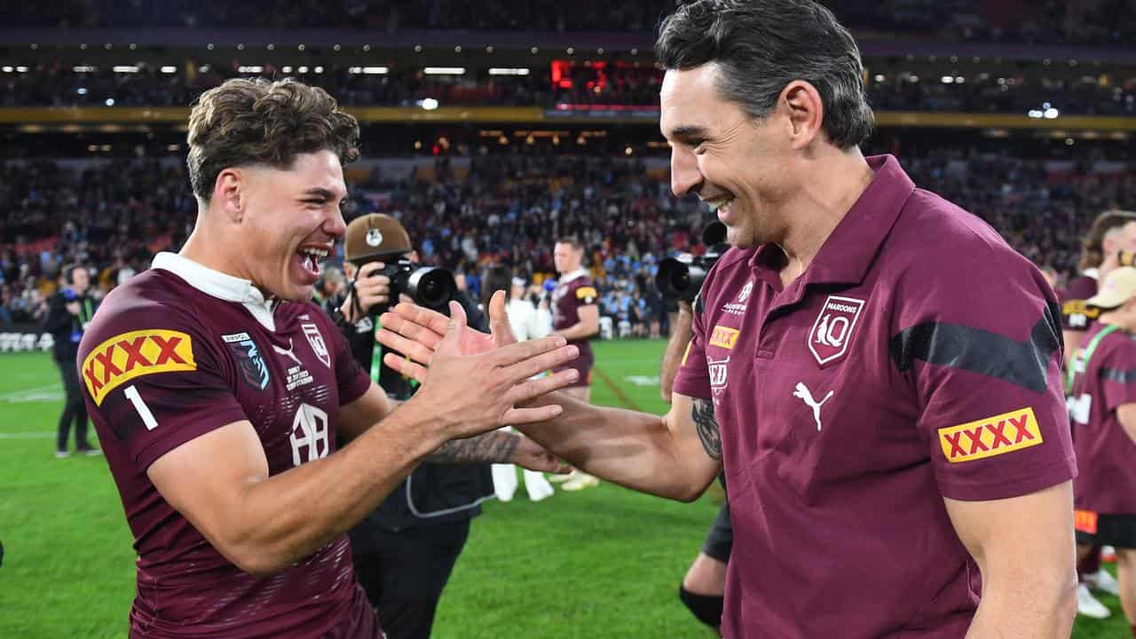 Reece Walsh (left) and coach Billy Slater