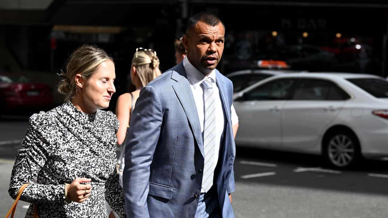 Kurtley Beale and wife Maddi at the Downing Centre District Court