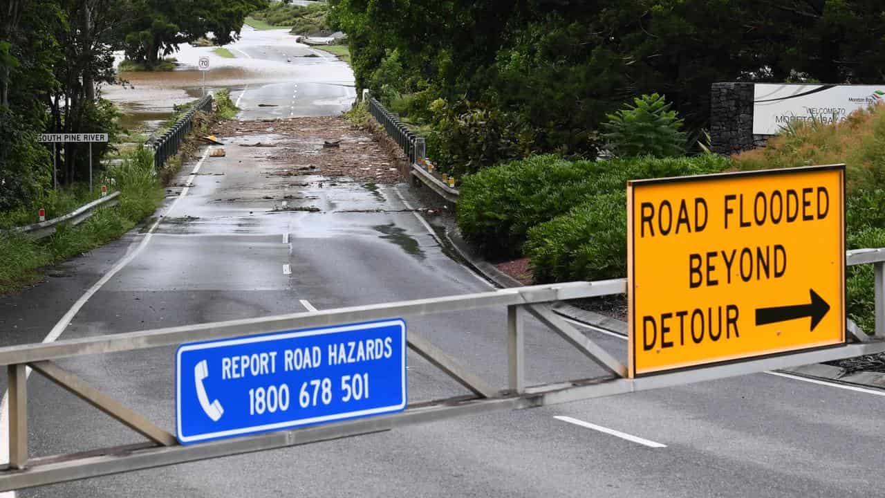 Closed flooded road