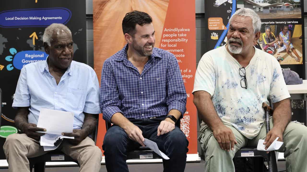 Tony Wurramarrba, Attorney-General Chansey Paech and Matthew McKenzie