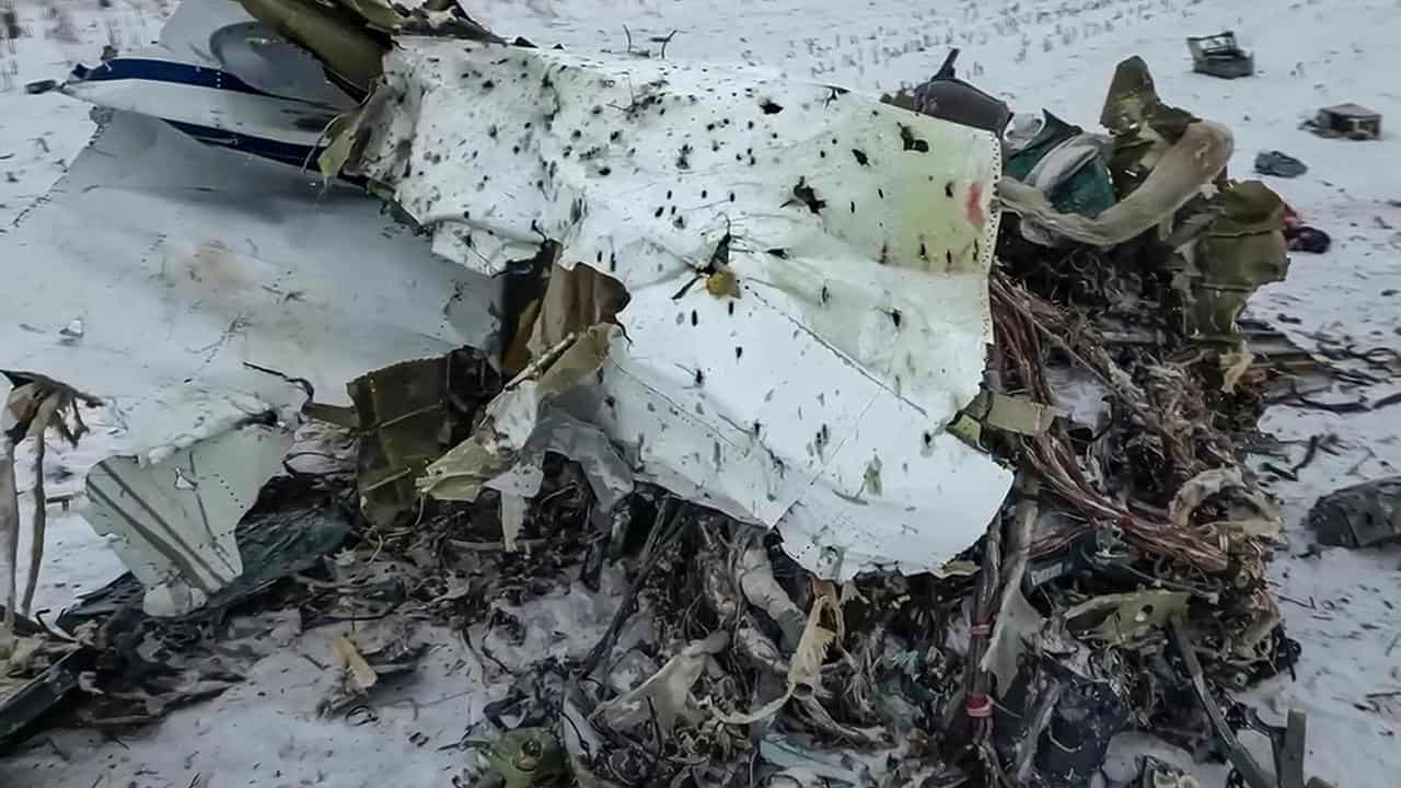 Wreckage of a Russian military transport plane 