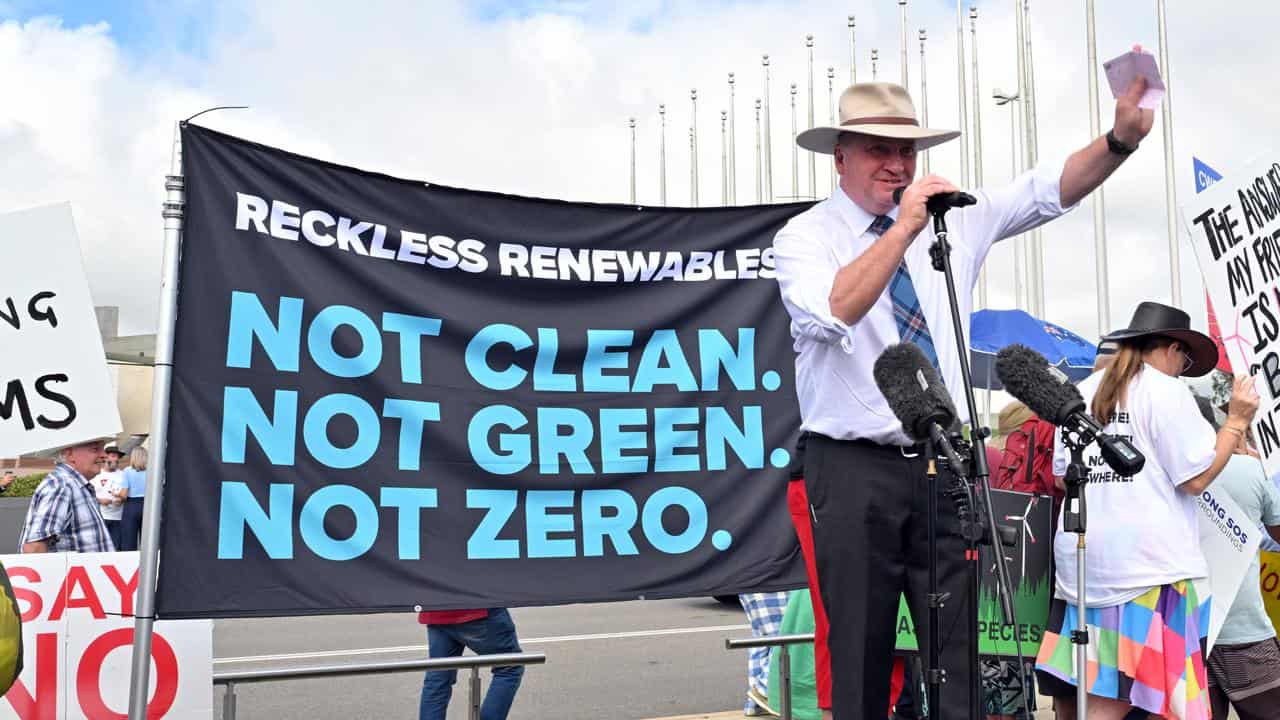 Barnaby Joyce speaking at the rally.