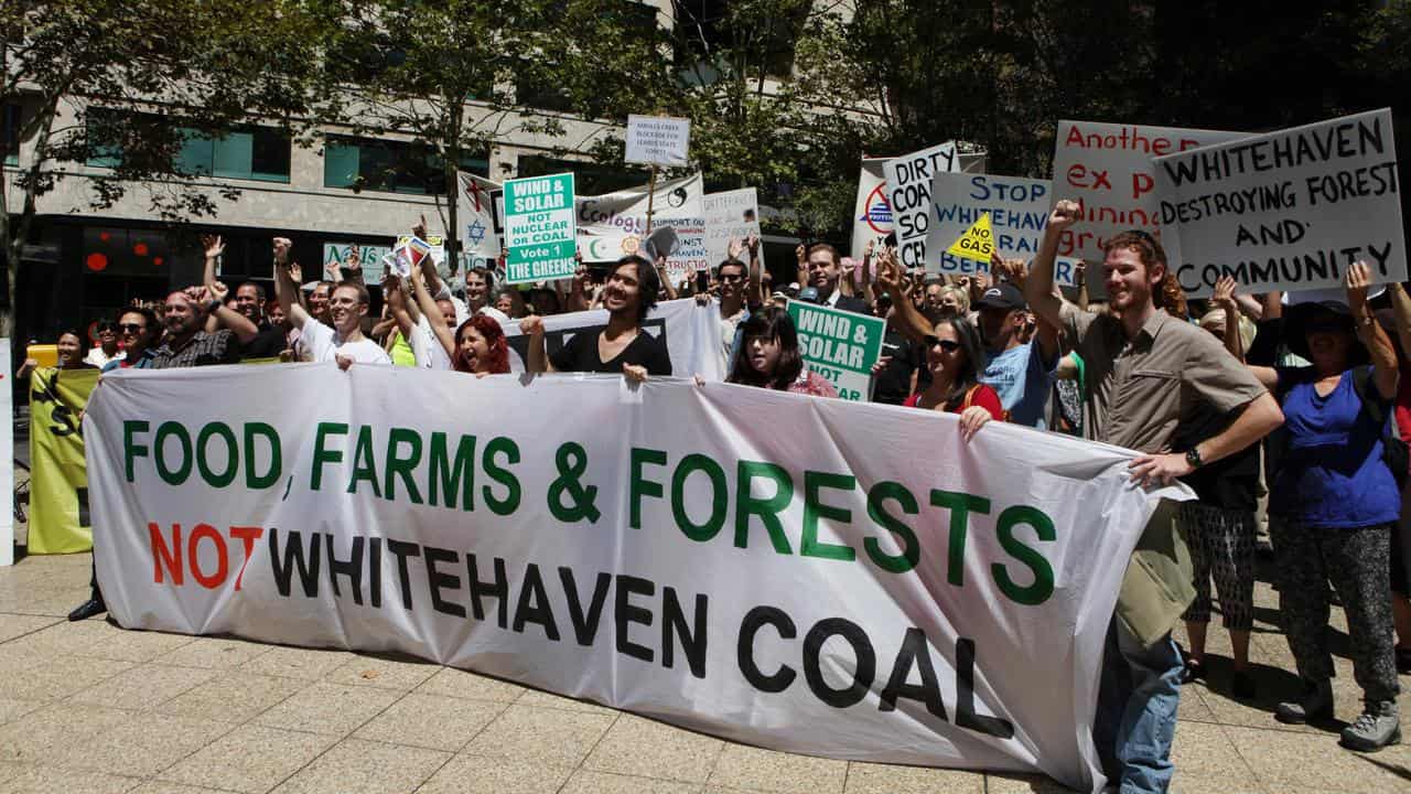 People protesting against Whitehave in Sydney in 2014.