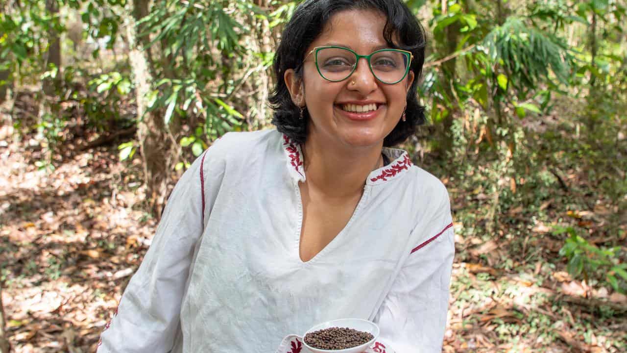 University of Queensland PhD student Sera Susan Jacob with wattleseeds