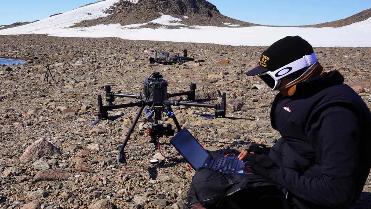 Scientists surveying remote areas of Antarctica with drones