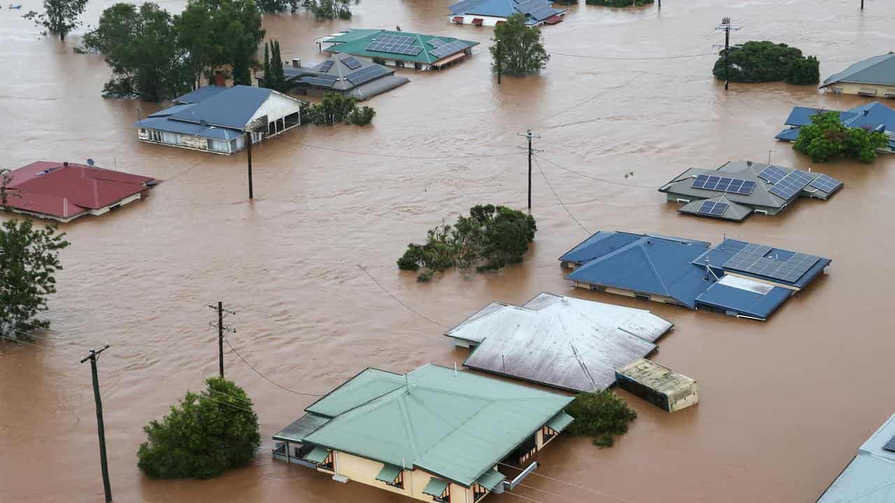 A file photo of flooded homes in Lismore 