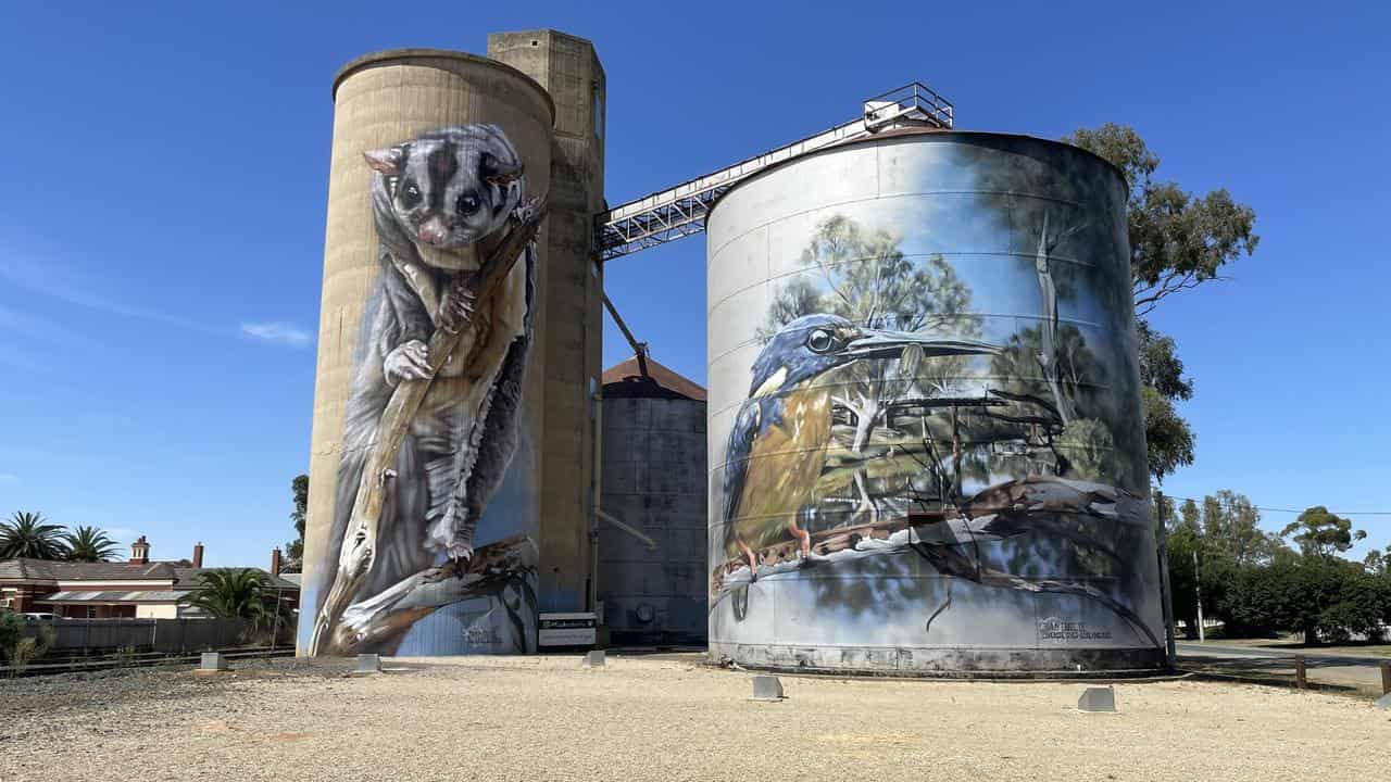 Silo artwork in Rochester, Victoria.