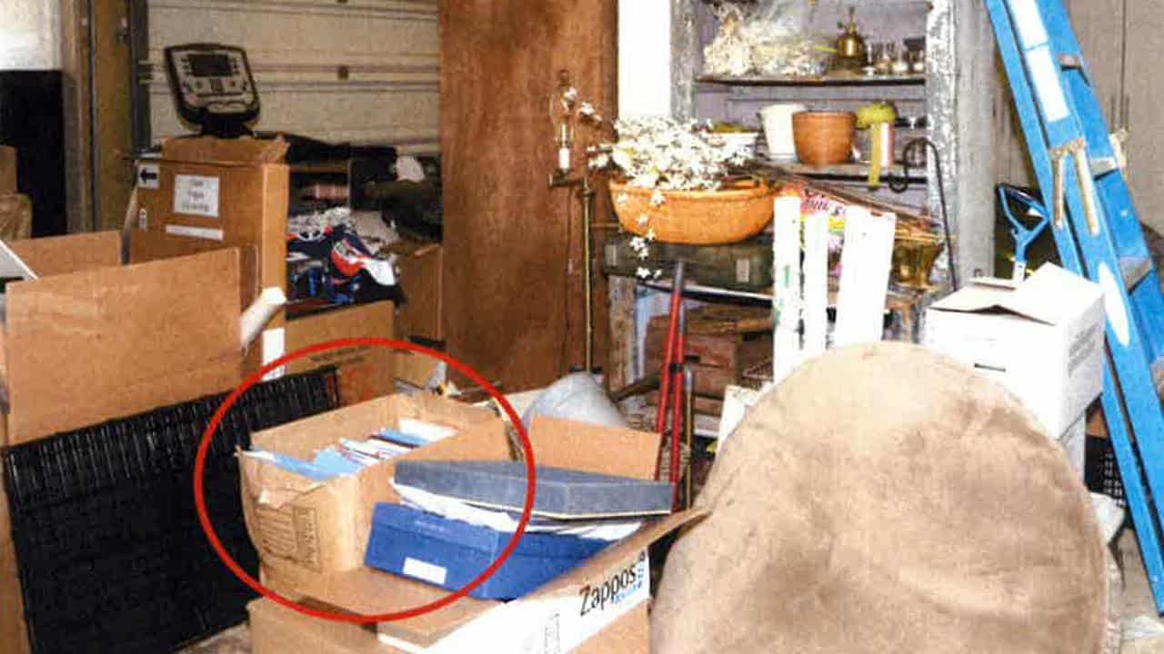 A box where classified documents were found in Joe Biden's garage