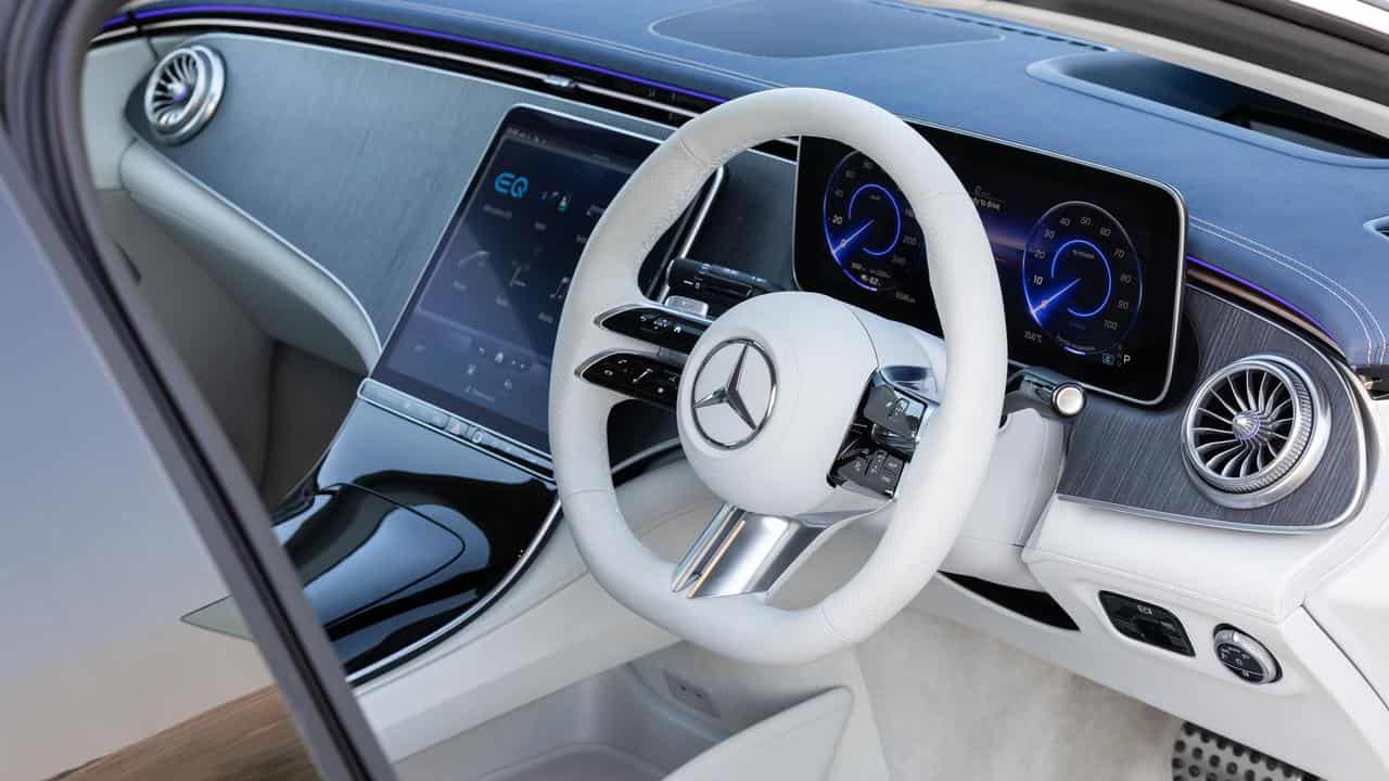 Twin screens feature in Mercedes-Benz EQE SUV.