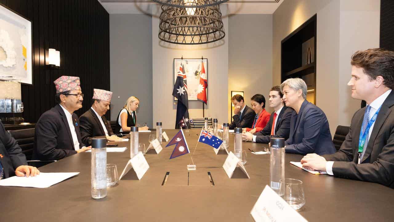 Penny Wong meeting Nepal's delegation at the Indian Ocean conference