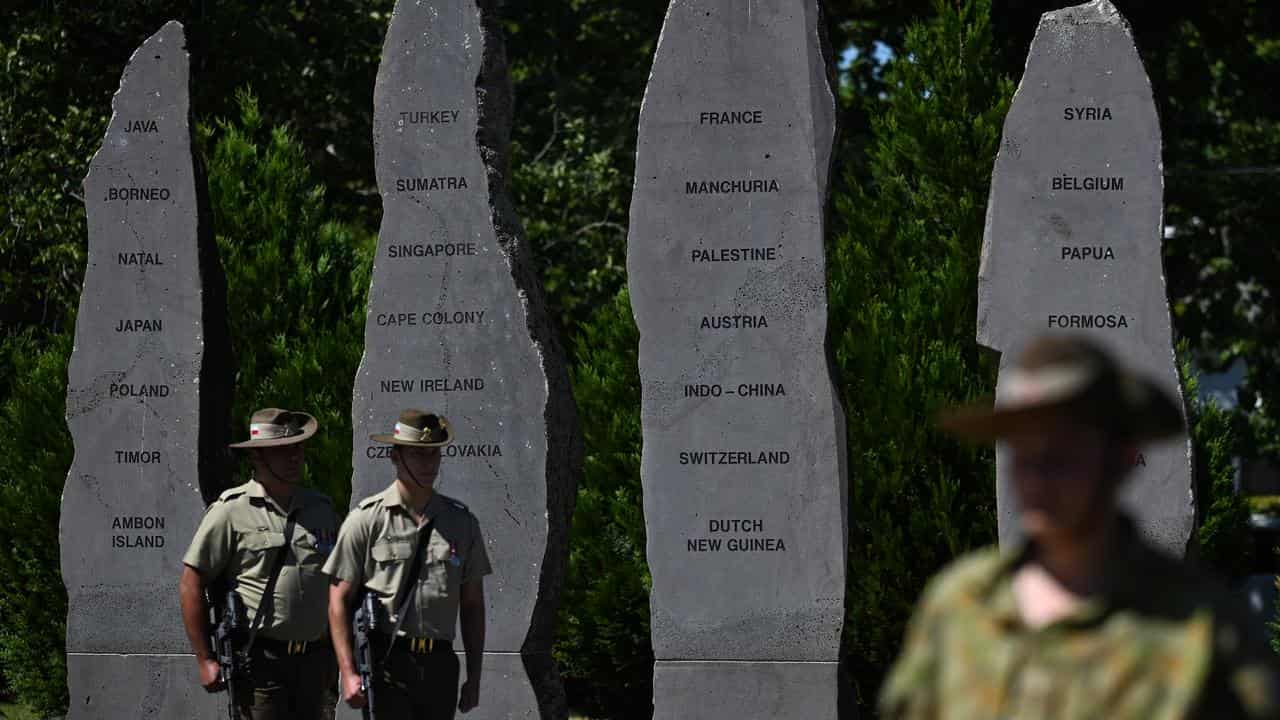 Military personnel at the Australian Ex-Prisoners of War Memorial