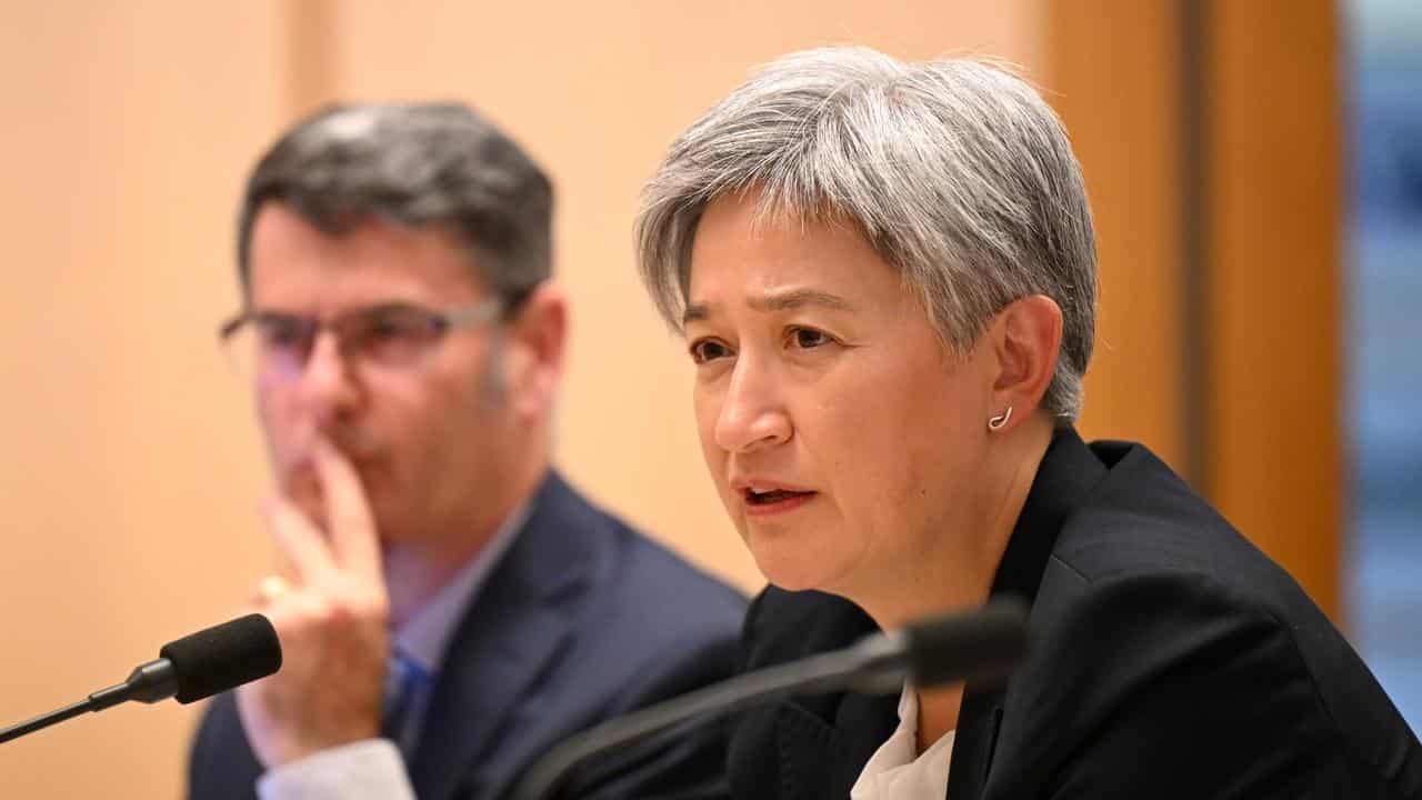 Foreign Minister Penny Wong at Senate estimates in Canberra