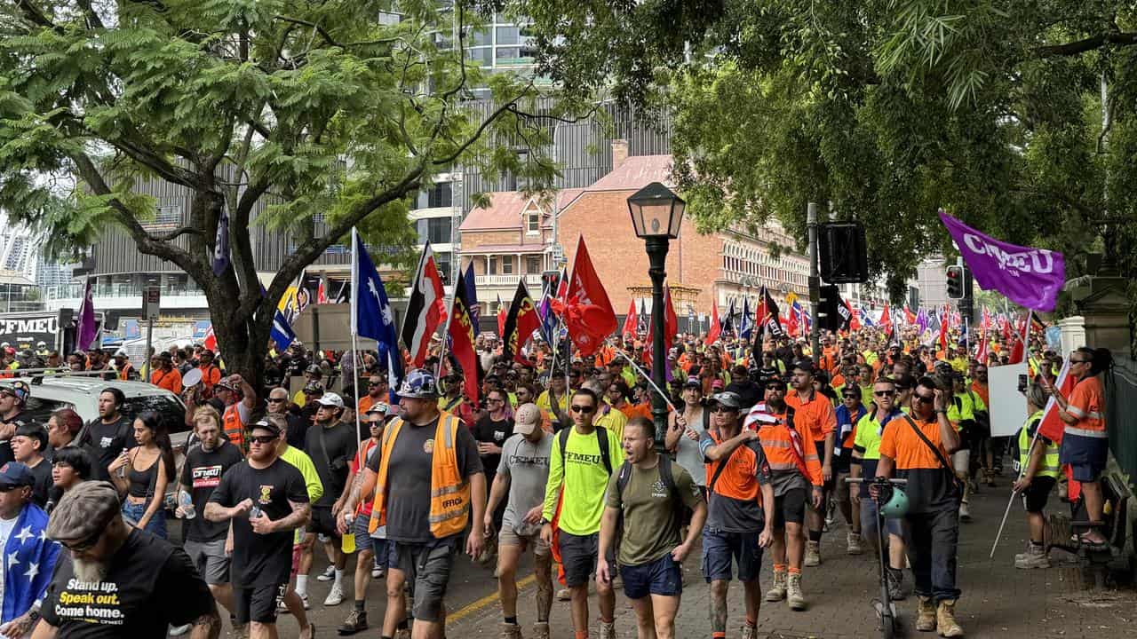 Wrokers march in Brisbane 