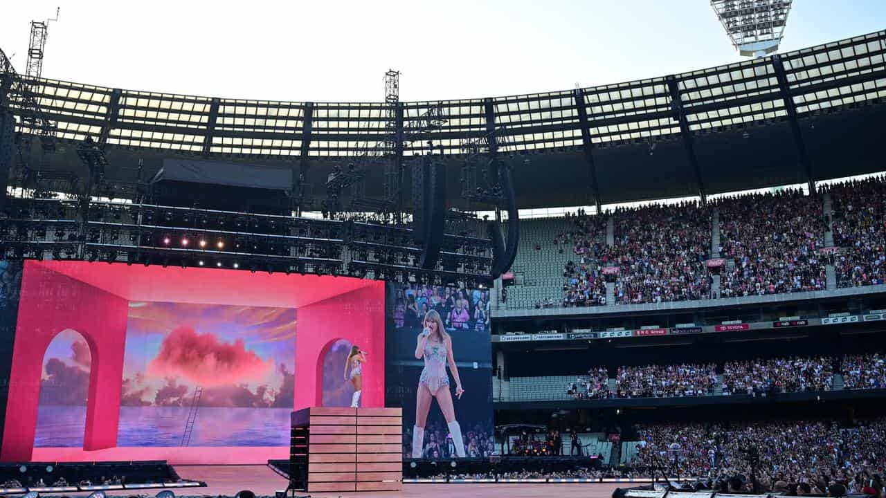 Taylor Swift performing at the MCG